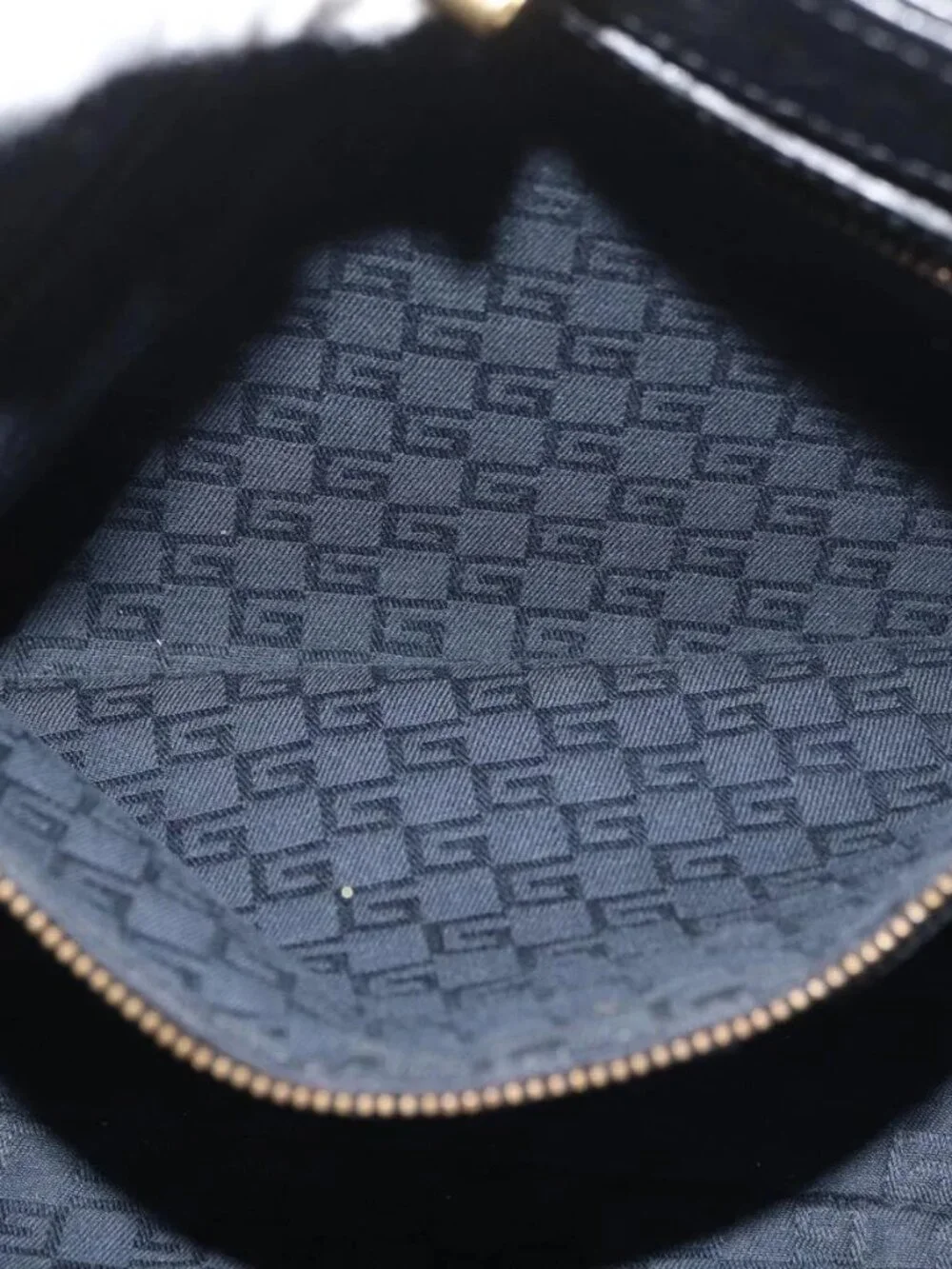 GUCCI Shoulder Bag Leather Black Gold 108964 Auth